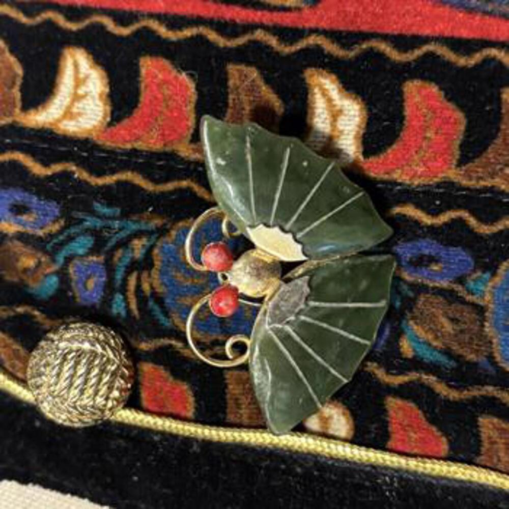 Vintage Butterfly Brooch | Jade Gold Finish | Trending Maximalist Jewelry